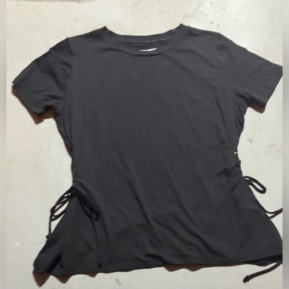 DKNY Black Short Sleeve Tee with Side Ties - Picture 1 of 7